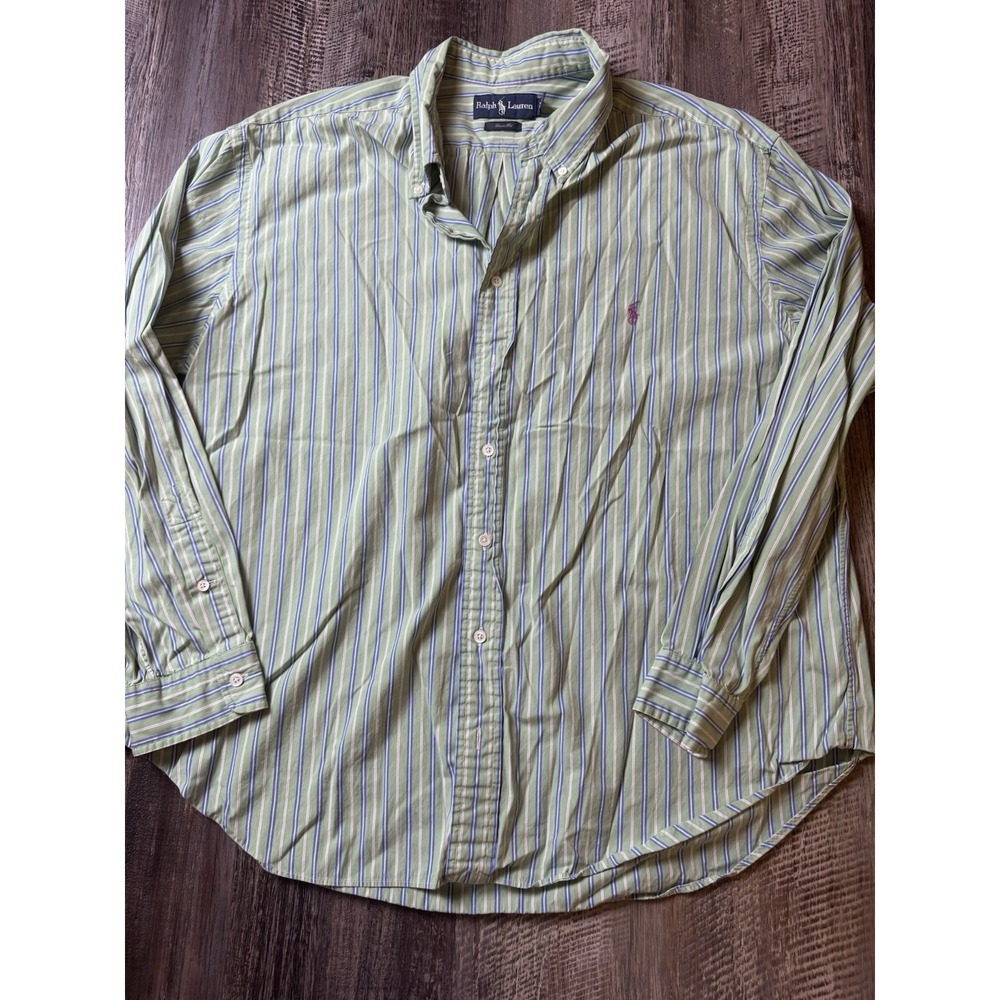 Ralph‎ Lauren Shirt Mens 2XB Classic Fit Striped Pony Long Sleeve Button Down